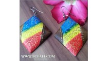 Earring Wooden Painted Handmade